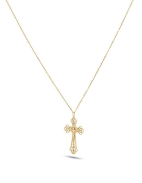 Collar con dije de cruz Joyerias Bizzarro de oro amarillo 14 k