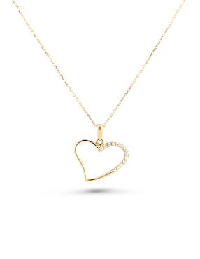 Collar con dije de corazón Joyerias Bizzarro de oro amarillo 14 k
