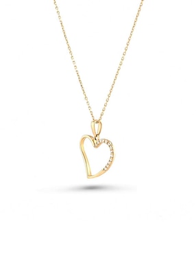 Collar con dije de corazón Joyerias Bizzarro de oro amarillo 14 k