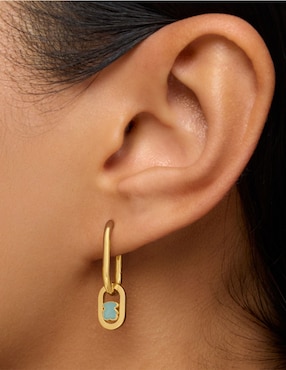 Aretes de Aro oso Tous Camille de plata P 925 con acabado baño de oro amazonita