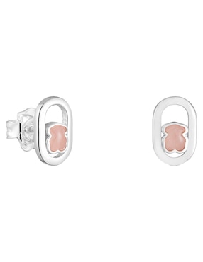 Broqueles de oso Tous Camille de plata p 925 con acabado brillante cuarzo rosa