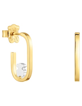 Aretes de aro de oso Tous Camille de plata P 925 con acabado baño de oro