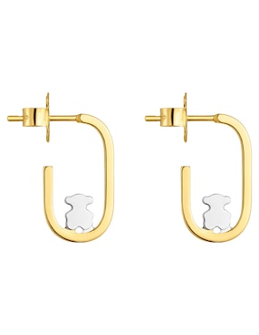 Aretes de aro de oso Tous Camille de plata P 925 con acabado baño de oro