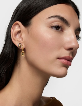 Aretes de aros de oso Tous Camille de plata P 925 con acabado baño de oro espinela