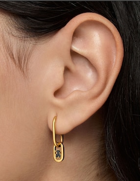 Aretes de aros de oso Tous Camille de plata P 925 con acabado baño de oro espinela