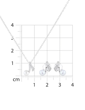 Aretes y collar de música Joyerias Bizzarro de oro blanco 14 K diamante
