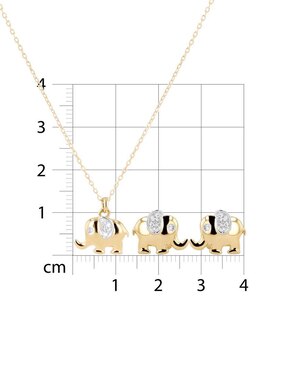 Aretes y collar de elefante Joyerias Bizzarro de oro amarillo 14 K diamante