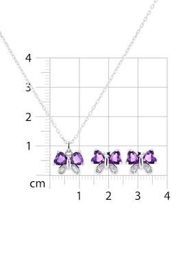 Aretes y collar de mariposa Joyerias Bizzarro de oro blanco 14 K diamante