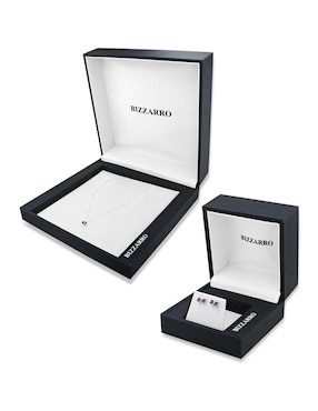 Aretes y collar de mariposa Joyerias Bizzarro de oro blanco 14 K diamante