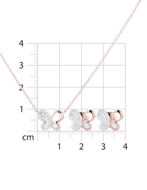 Aretes y collar de mariposa Joyerias Bizzarro de oro rosa 14 K diamante