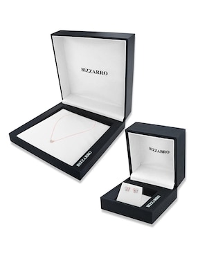 Aretes y collar de mariposa Joyerias Bizzarro de oro rosa 14 K diamante