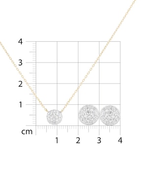 Aretes y collar de redonda Joyerias Bizzarro de oro amarillo 14 K diamante
