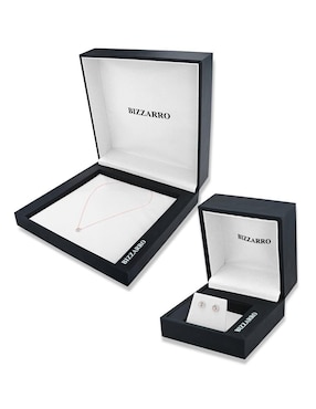 Aretes y collar de corazón Joyerias Bizzarro de oro rosa 14 K diamante