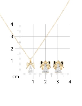 Aretes y collar de angel Joyerias Bizzarro de oro amarillo 14 K diamante