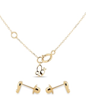 Aretes y collar de corazón Joyerias Bizzarro de oro amarillo 14 K diamante