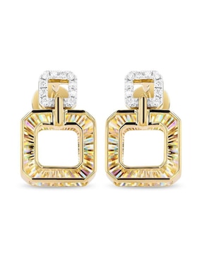 Broqueles de cuadrada Joyerias Bizzarro de oro amarillo 14 k con acabado brillante diamante