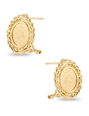Broqueles de redonda Joyerias Bizzarro de oro amarillo 14 k con acabado brillante