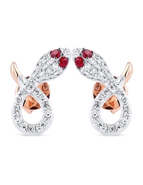 Broqueles de serpiente Joyerias Bizzarro de oro rosa 14 k con acabado brillante diamante