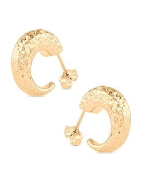 Broqueles redondos luna Joyerias Bizzarro de oro amarillo 14 k con acabado brillante