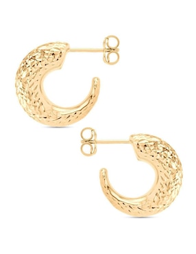 Broqueles redondos luna Joyerias Bizzarro de oro amarillo 14 k con acabado brillante