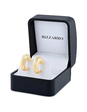 Broqueles redondos luna Joyerias Bizzarro de oro amarillo 14 k con acabado brillante