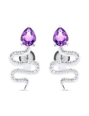 Broqueles de serpiente Joyerias Bizzarro de oro blanco 14 k con acabado brillante diamante