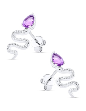 Broqueles de serpiente Joyerias Bizzarro de oro blanco 14 k con acabado brillante diamante
