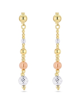 Aretes corto de esfera Joyerias Bizzarro de oro florentino 14 k con acabado brillante