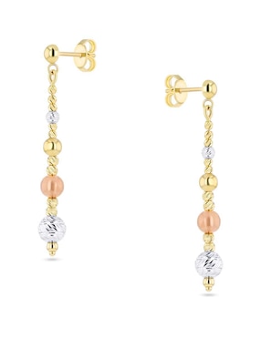 Aretes corto de esfera Joyerias Bizzarro de oro florentino 14 k con acabado brillante