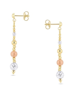 Aretes corto de esfera Joyerias Bizzarro de oro florentino 14 k con acabado brillante