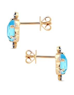 Aretes corto de gota Joyerias Bizzarro de oro amarillo 14 k con acabado brillante diamante