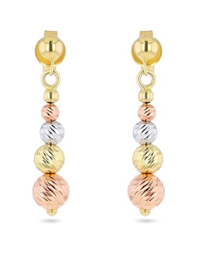 Aretes cortos de esfera Joyerias Bizzarro de oro florentino 14 k con acabado brillante