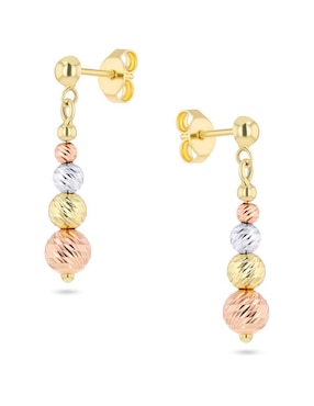 Aretes cortos de esfera Joyerias Bizzarro de oro florentino 14 k con acabado brillante