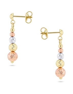 Aretes cortos de esfera Joyerias Bizzarro de oro florentino 14 k con acabado brillante
