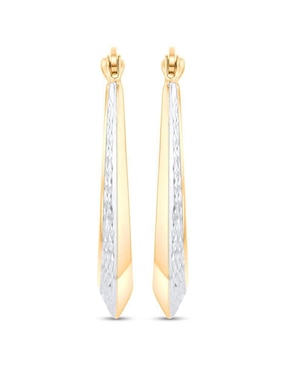 Arracadas de circular Joyerias Bizzarro de oro blanco 14 k con acabado brillante