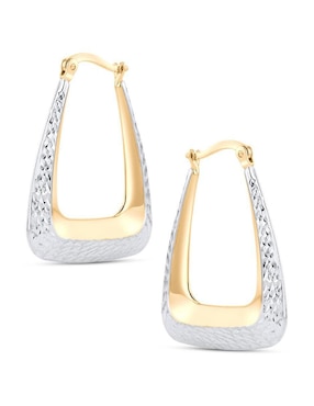 Arracadas de circular Joyerias Bizzarro de oro blanco 14 k con acabado brillante