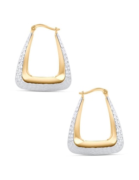 Arracadas de circular Joyerias Bizzarro de oro blanco 14 k con acabado brillante