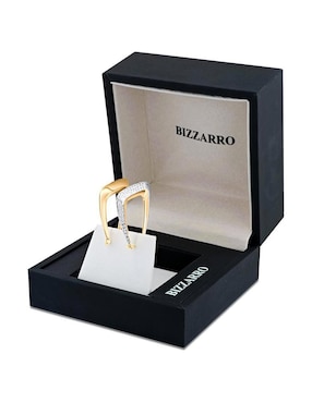 Arracadas de circular Joyerias Bizzarro de oro blanco 14 k con acabado brillante