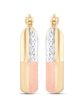Arracadas de hexagonal Joyerias Bizzarro de oro florentino 14 k con acabado brillante