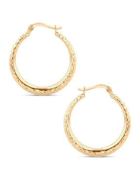 Arracadas circulares Joyerias Bizzarro de oro amarillo 14 k con acabado brillante