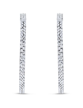 Arracadas circulares Joyerias Bizzarro de oro blanco 14 k con acabado brillante zirconia