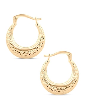 Arracadas circulares Joyerias Bizzarro de oro amarillo 14 k con acabado brillante