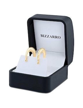 Arracadas circulares Joyerias Bizzarro de oro amarillo 14 k con acabado brillante