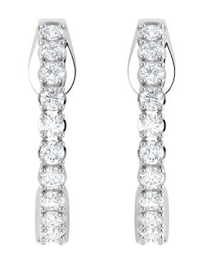 Arracadas Joyerias Bizzarro de oro blanco 14 K con acabado pulido diamante
