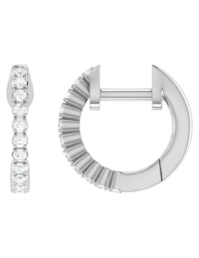 Arracadas Joyerias Bizzarro de oro blanco 14 K con acabado pulido diamante