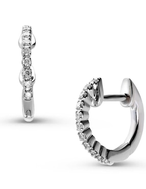 Arracadas Joyerias Bizzarro de oro blanco 14 K con acabado pulido diamante