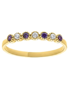 Anillo circular Joyería M De Leon 10 k de oro amarillo zirconia brillante