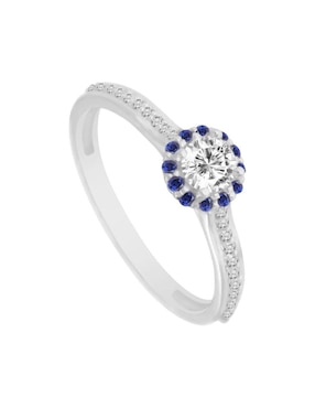Anillo Fascinare Zanda 14 k de oro zafiro y diamante brillante