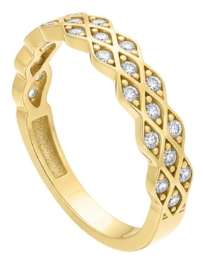 Anillo circular Joyería M De Leon 10 k de oro amarillo zirconia brillante
