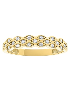 Anillo circular Joyería M De Leon 10 k de oro amarillo zirconia brillante